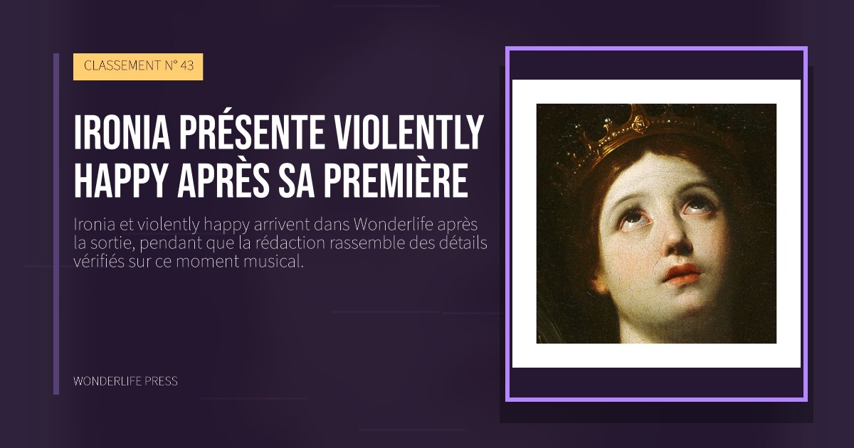 Wonderlife Press: Ironia présente violently happy après sa première. pochette de la sortie. CLASSEMENT N° 43.