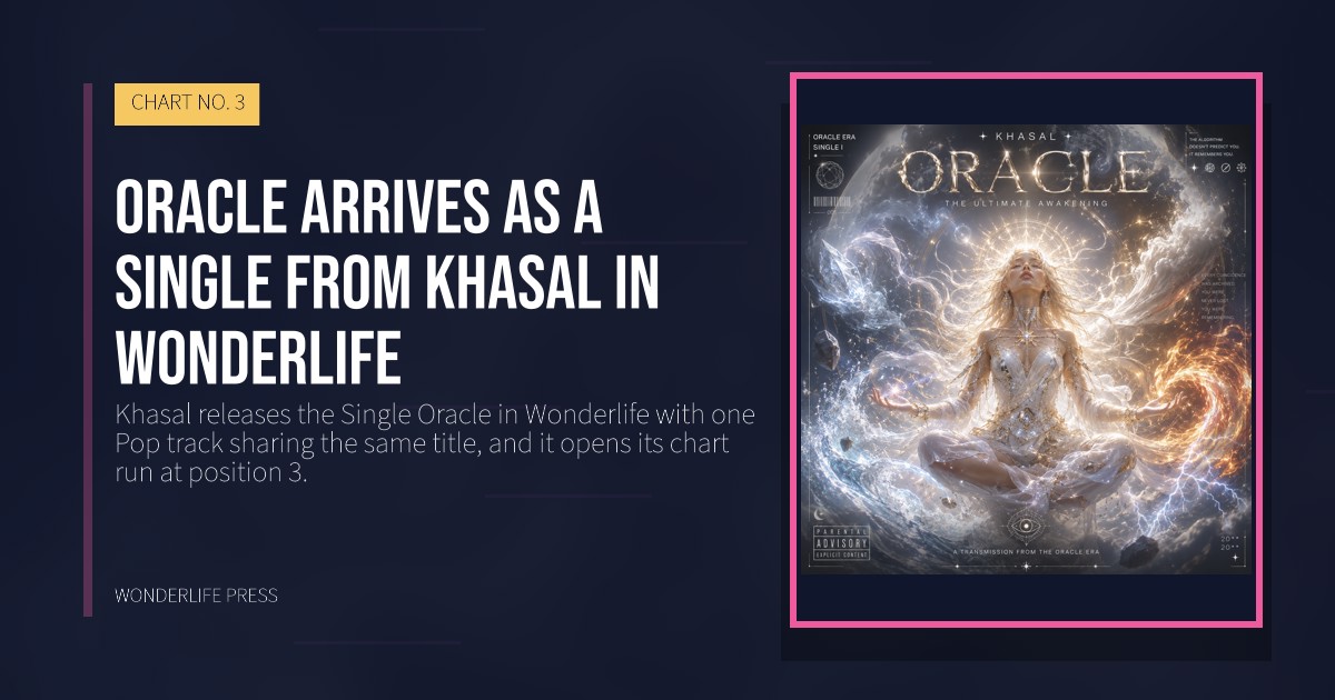 Wonderlife Press: Oracle arrives as a Single from Khasal in Wonderlife. release artwork. CHART NO. 3.