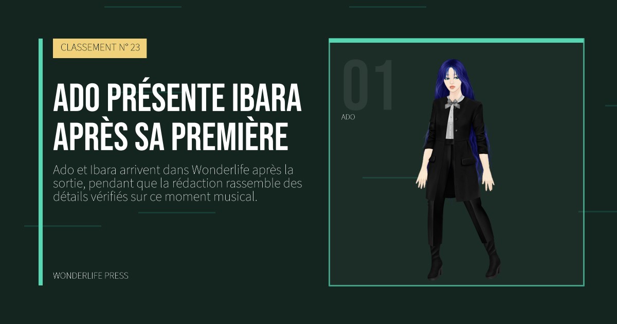 Wonderlife Press: Ado présente Ibara après sa première. portrait des artistes. CLASSEMENT N° 23.