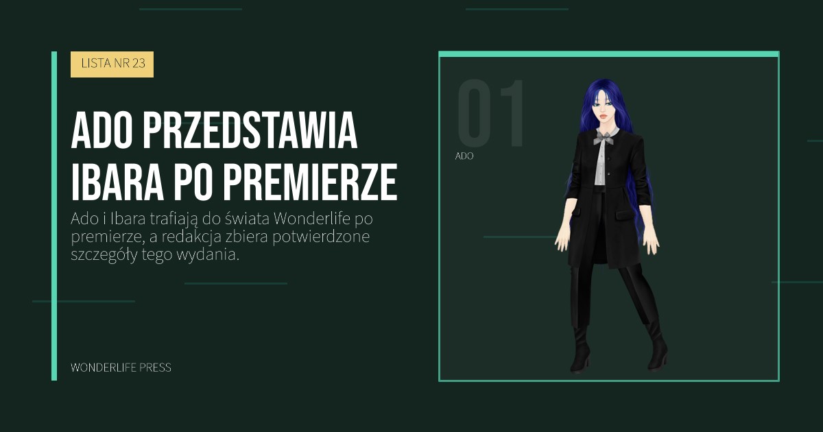 Wonderlife Press: Ado przedstawia Ibara po premierze. portret artystów. LISTA NR 23.