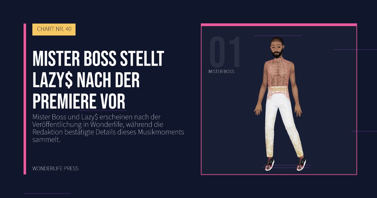 Wonderlife Press: Mister Boss stellt Lazy$ nach der Premiere vor. Künstlerporträt. CHART NR. 40.