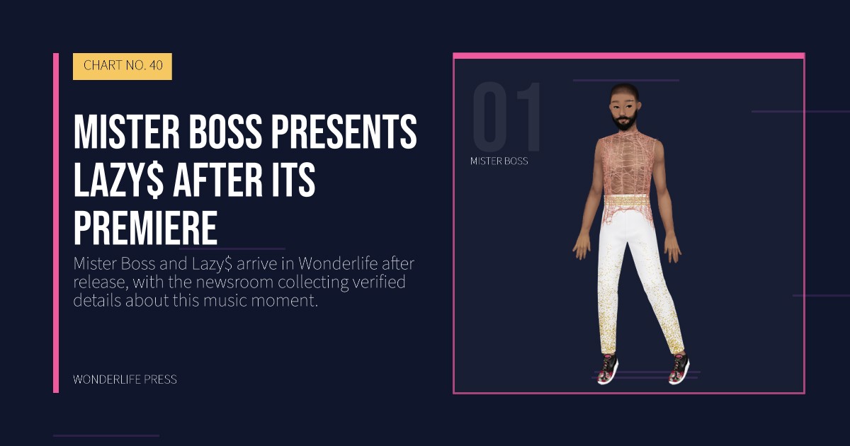 Wonderlife Press: Mister Boss presents Lazy$ after its premiere. artist portrait. CHART NO. 40.