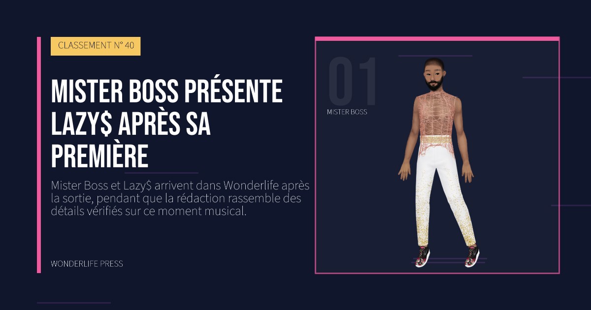 Wonderlife Press: Mister Boss présente Lazy$ après sa première. portrait des artistes. CLASSEMENT N° 40.
