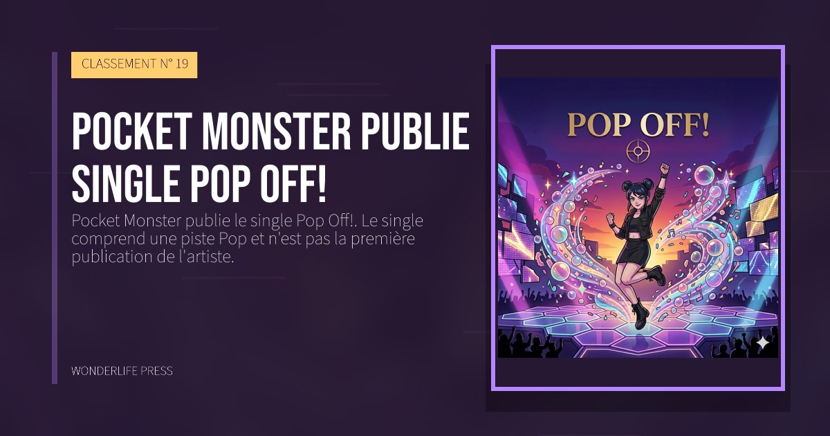 Wonderlife Press: Pocket Monster publie single Pop Off!. pochette de la sortie. CLASSEMENT N° 19.