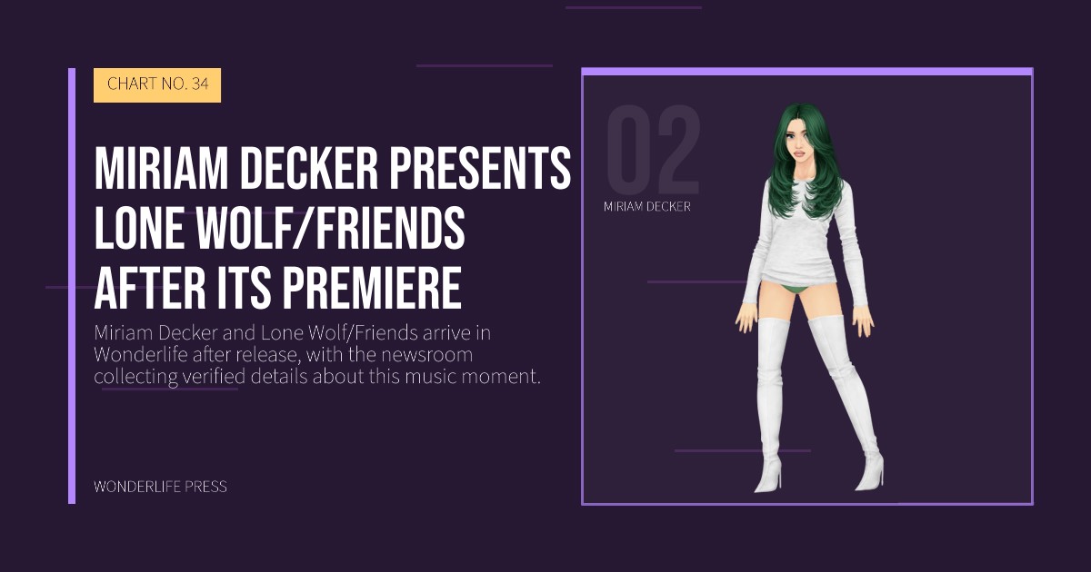 Wonderlife Press: Miriam Decker presents Lone Wolf/Friends after its premiere. artist portrait. CHART NO. 34.