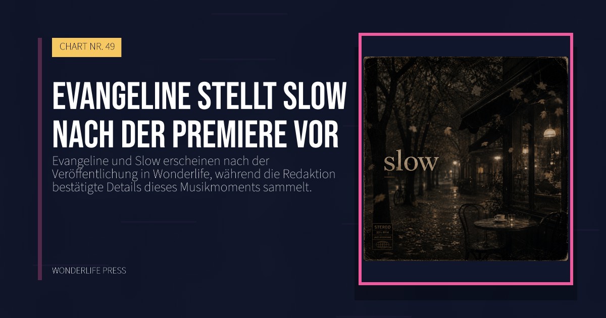 Wonderlife Press: Evangeline stellt Slow nach der Premiere vor. Veröffentlichungscover. CHART NR. 49.