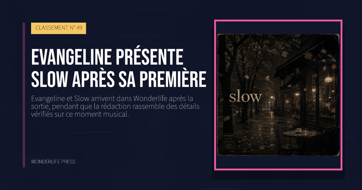 Wonderlife Press: Evangeline présente Slow après sa première. pochette de la sortie. CLASSEMENT N° 49.