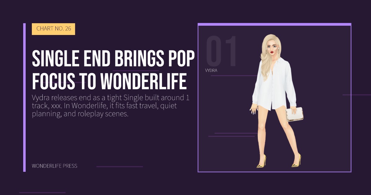 Wonderlife Press: Single end brings Pop focus to Wonderlife. artist portrait. CHART NO. 26.