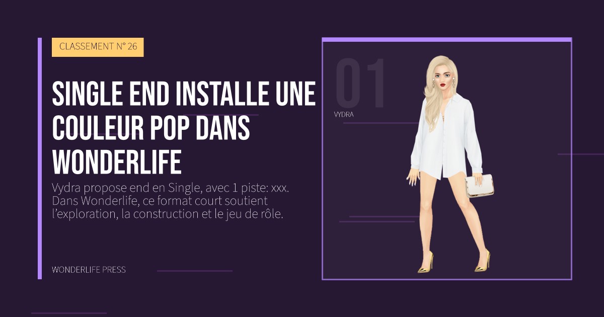 Wonderlife Press: Single end installe une couleur Pop dans Wonderlife. portrait des artistes. CLASSEMENT N° 26.