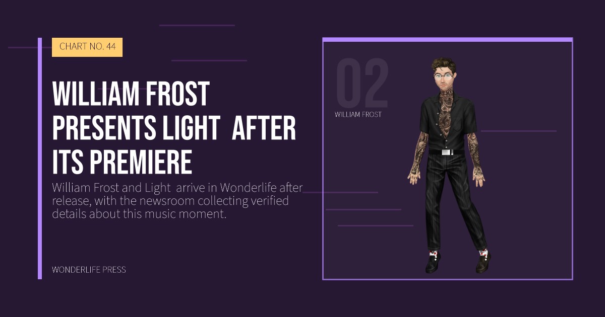 Wonderlife Press: William Frost presents Light after its premiere. artist portrait. CHART NO. 44.