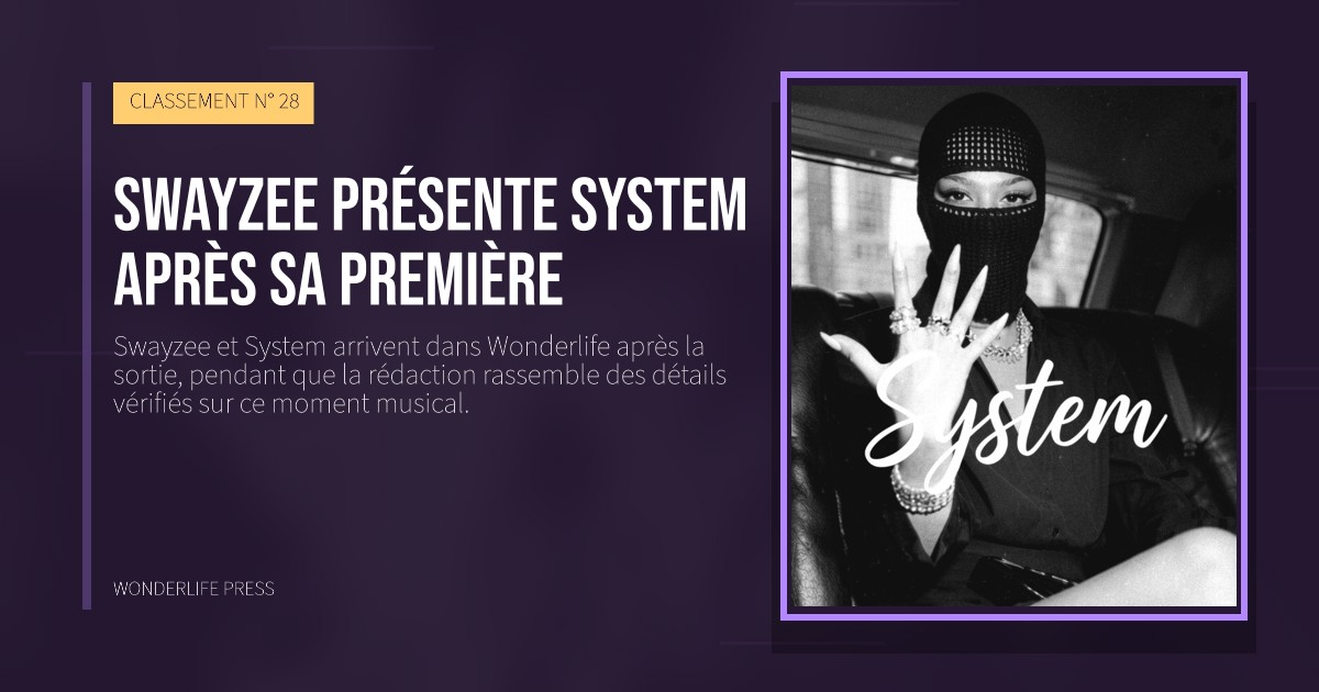 Wonderlife Press: Swayzee présente System après sa première. pochette de la sortie. CLASSEMENT N° 28.
