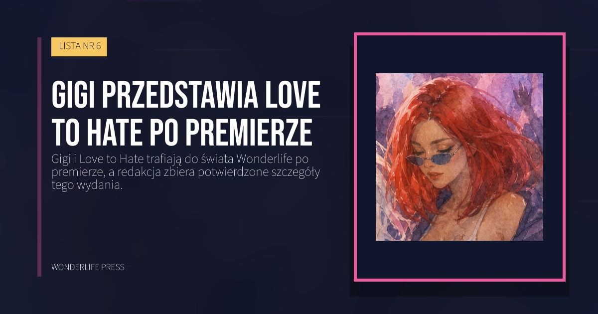 Wonderlife Press: Gigi przedstawia Love to Hate po premierze. okładka wydawnictwa. LISTA NR 6.