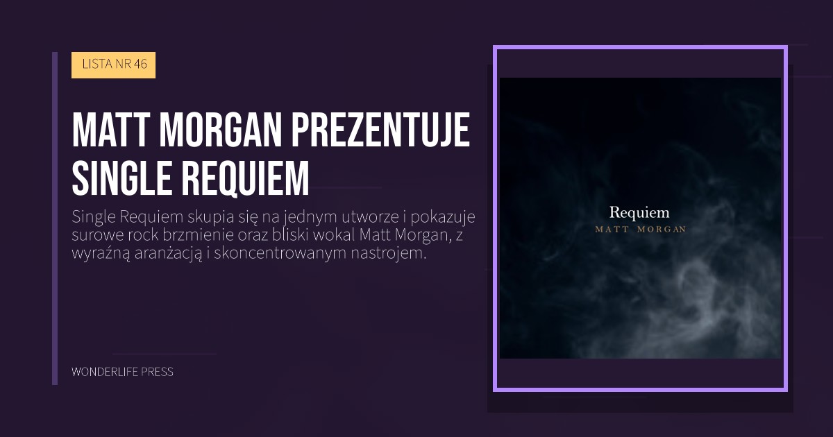 Wonderlife Press: Matt Morgan prezentuje Single Requiem. okładka wydawnictwa. LISTA NR 46.