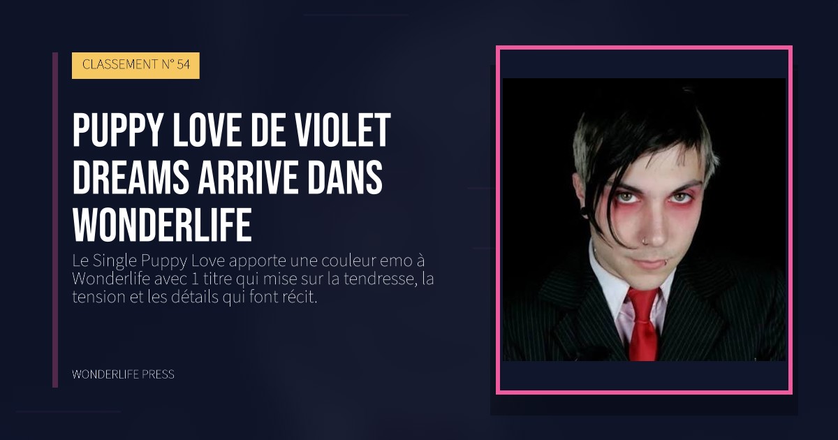 Wonderlife Press: Puppy Love de Violet Dreams arrive dans Wonderlife. pochette de la sortie. CLASSEMENT N° 54.