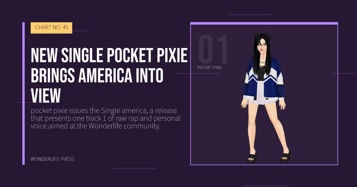 Wonderlife Press: New Single pocket pixie brings america into view. artist portrait. CHART NO. 45.