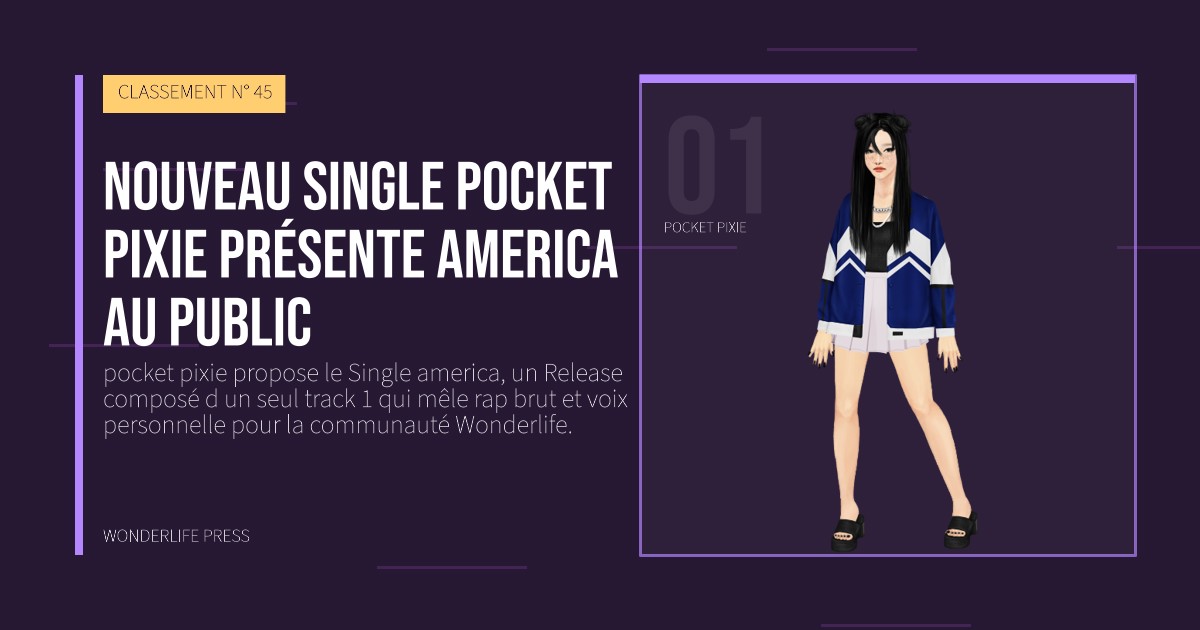 Wonderlife Press: Nouveau Single pocket pixie présente america au public. portrait des artistes. CLASSEMENT N° 45.