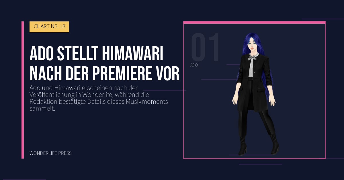 Wonderlife Press: Ado stellt Himawari nach der Premiere vor. Künstlerporträt. CHART NR. 18.