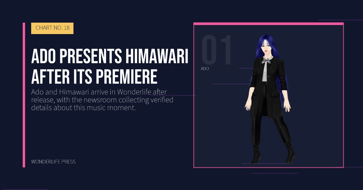 Wonderlife Press: Ado presents Himawari after its premiere. artist portrait. CHART NO. 18.