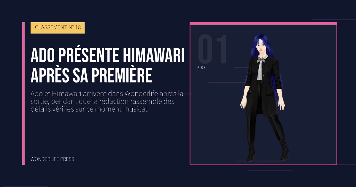 Wonderlife Press: Ado présente Himawari après sa première. portrait des artistes. CLASSEMENT N° 18.