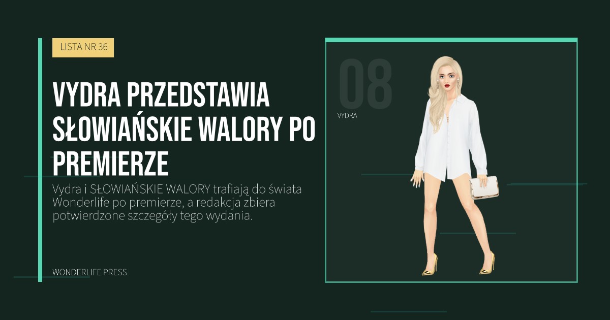 Wonderlife Press: Vydra przedstawia SŁOWIAŃSKIE WALORY po premierze. portret artystów. LISTA NR 36.