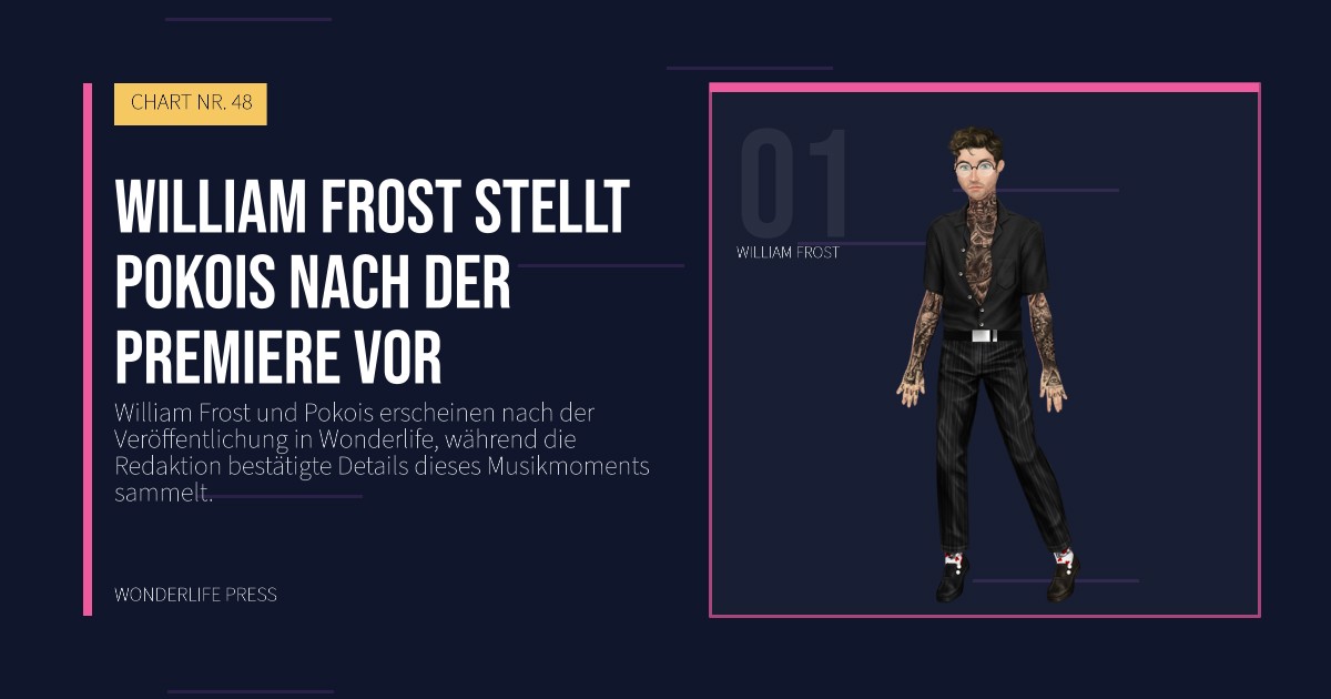 Wonderlife Press: William Frost stellt Pokois nach der Premiere vor. Künstlerporträt. CHART NR. 48.