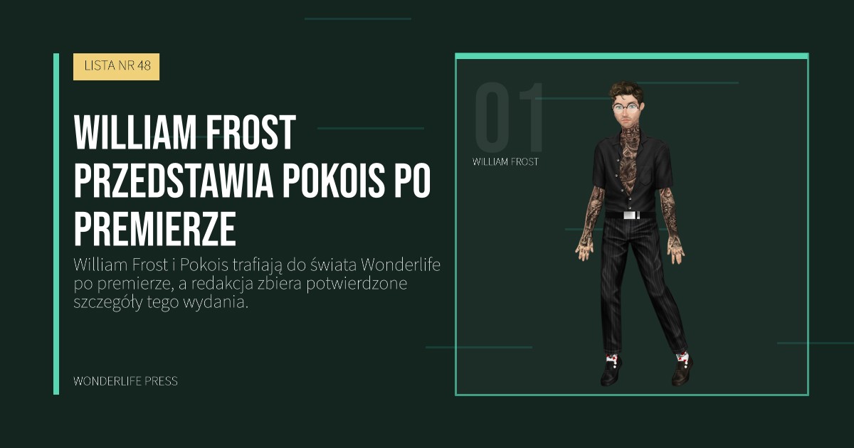 Wonderlife Press: William Frost przedstawia Pokois po premierze. portret artystów. LISTA NR 48.