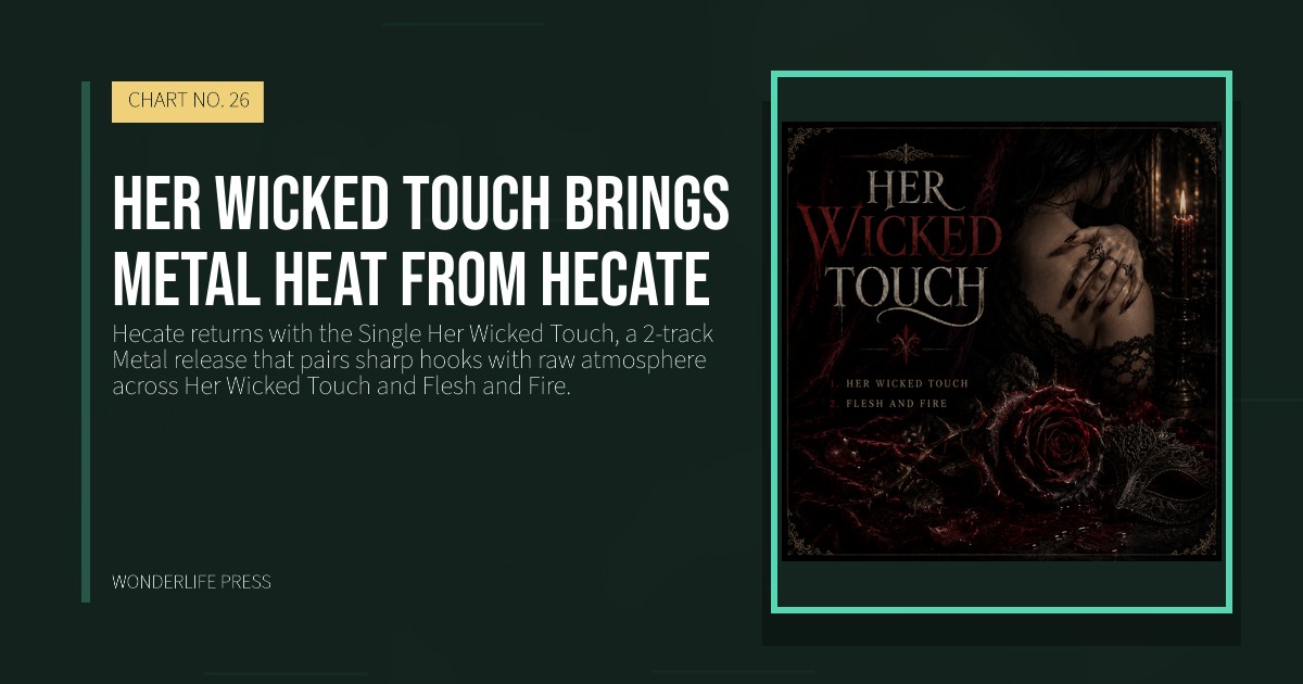 Wonderlife Press: Her wicked touch brings Metal heat from Hecate. release artwork. CHART NO. 26.