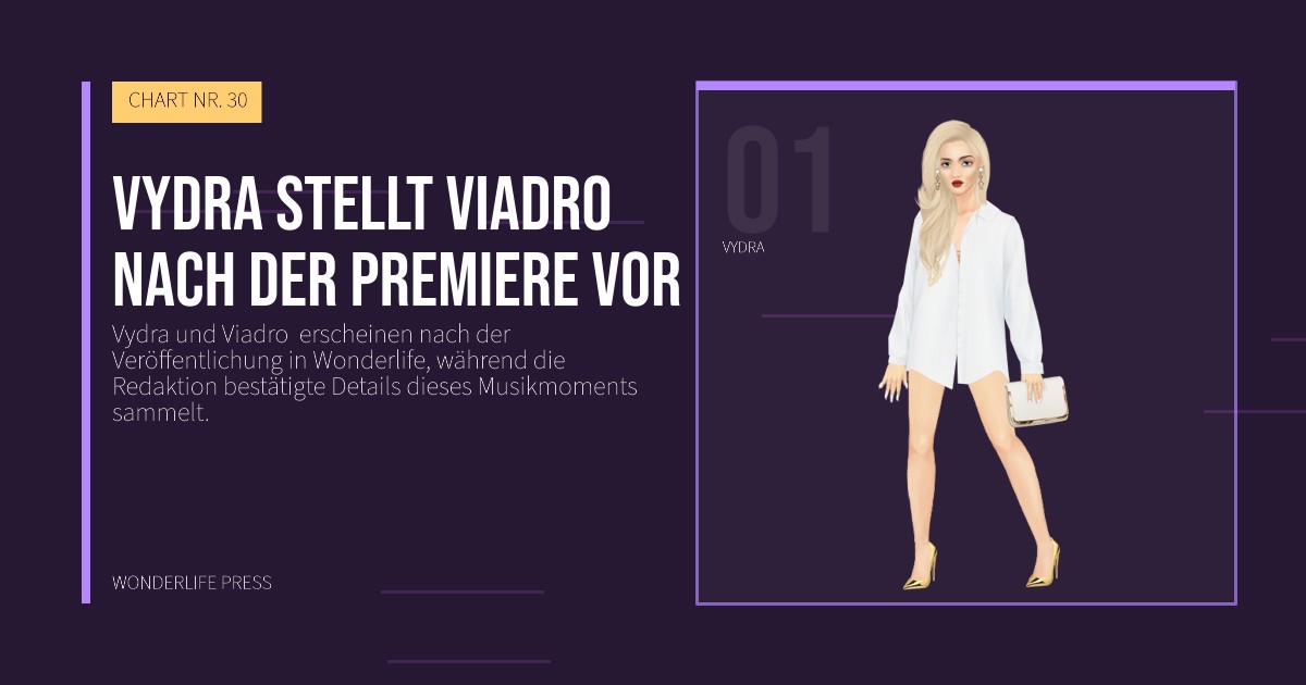 Wonderlife Press: Vydra stellt Viadro  nach der Premiere vor. Künstlerporträt. CHART NR. 30.