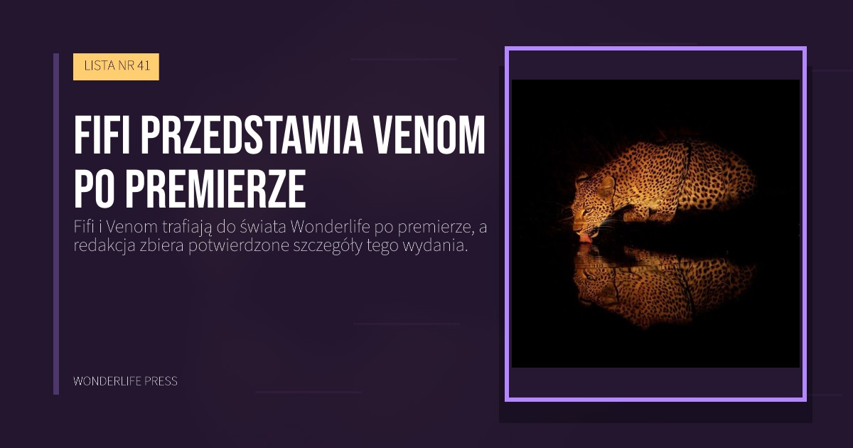 Wonderlife Press: Fifi przedstawia Venom po premierze. okładka wydawnictwa. LISTA NR 41.