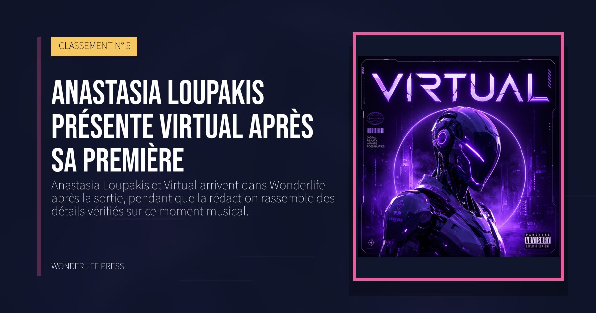 Wonderlife Press: Anastasia Loupakis présente Virtual après sa première. pochette de la sortie. CLASSEMENT N° 5.