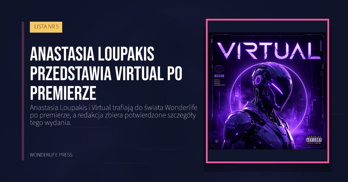 Wonderlife Press: Anastasia Loupakis przedstawia Virtual po premierze. okładka wydawnictwa. LISTA NR 5.