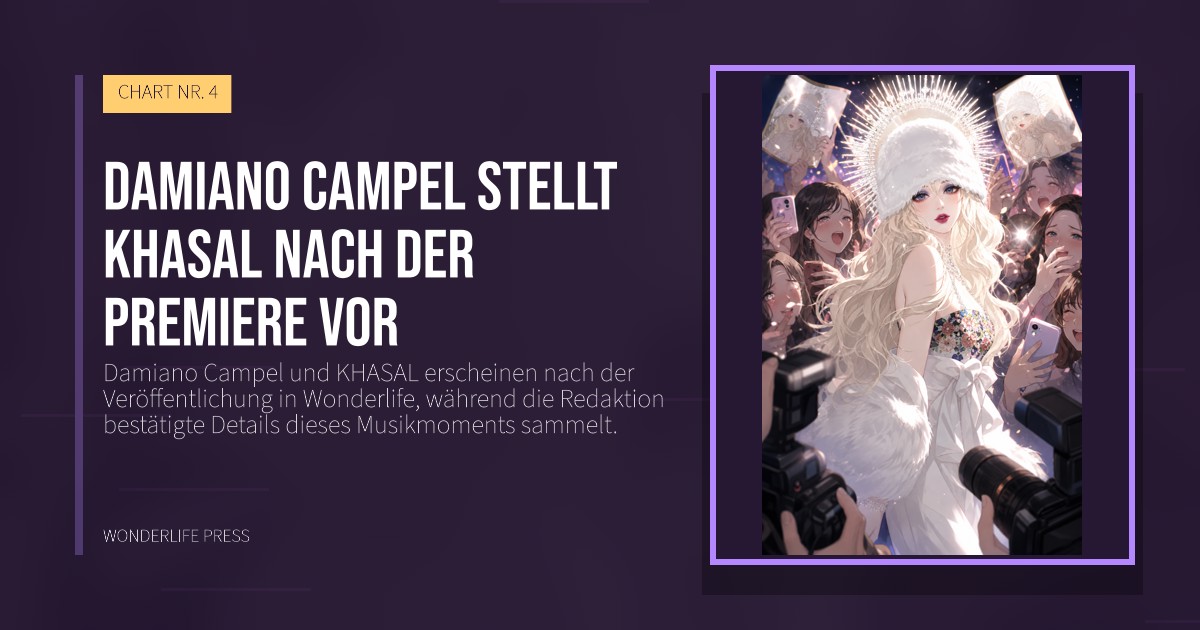 Wonderlife Press: Damiano Campel stellt KHASAL nach der Premiere vor. Veröffentlichungscover. CHART NR. 4.
