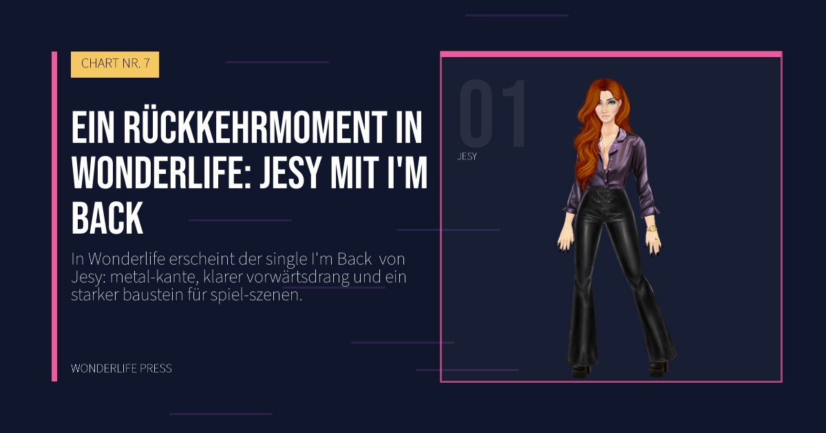 Wonderlife Press: Ein rückkehrmoment in Wonderlife: Jesy mit I'm Back. Künstlerporträt. CHART NR. 7.