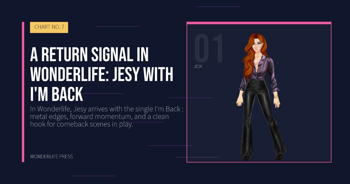 Wonderlife Press: A return signal in Wonderlife: Jesy with I'm Back. artist portrait. CHART NO. 7.