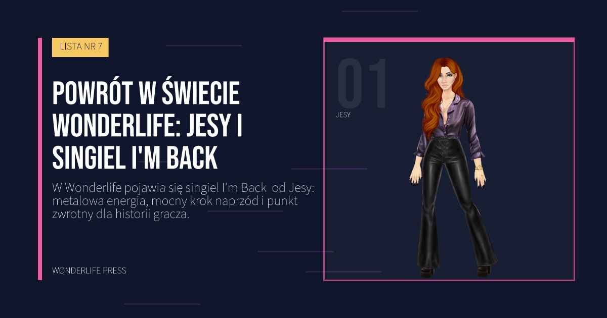 Wonderlife Press: Powrót w świecie Wonderlife: Jesy i singiel I'm Back. portret artystów. LISTA NR 7.