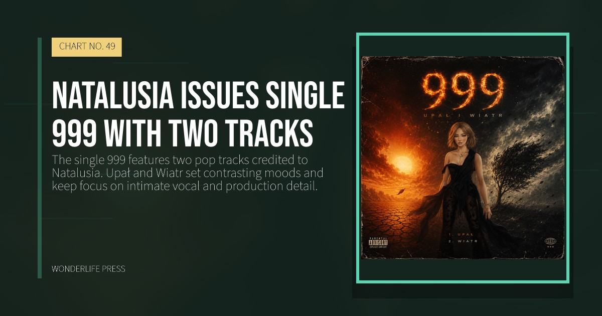 Wonderlife Press: Natalusia issues single 999 with two tracks. release artwork. CHART NO. 49.