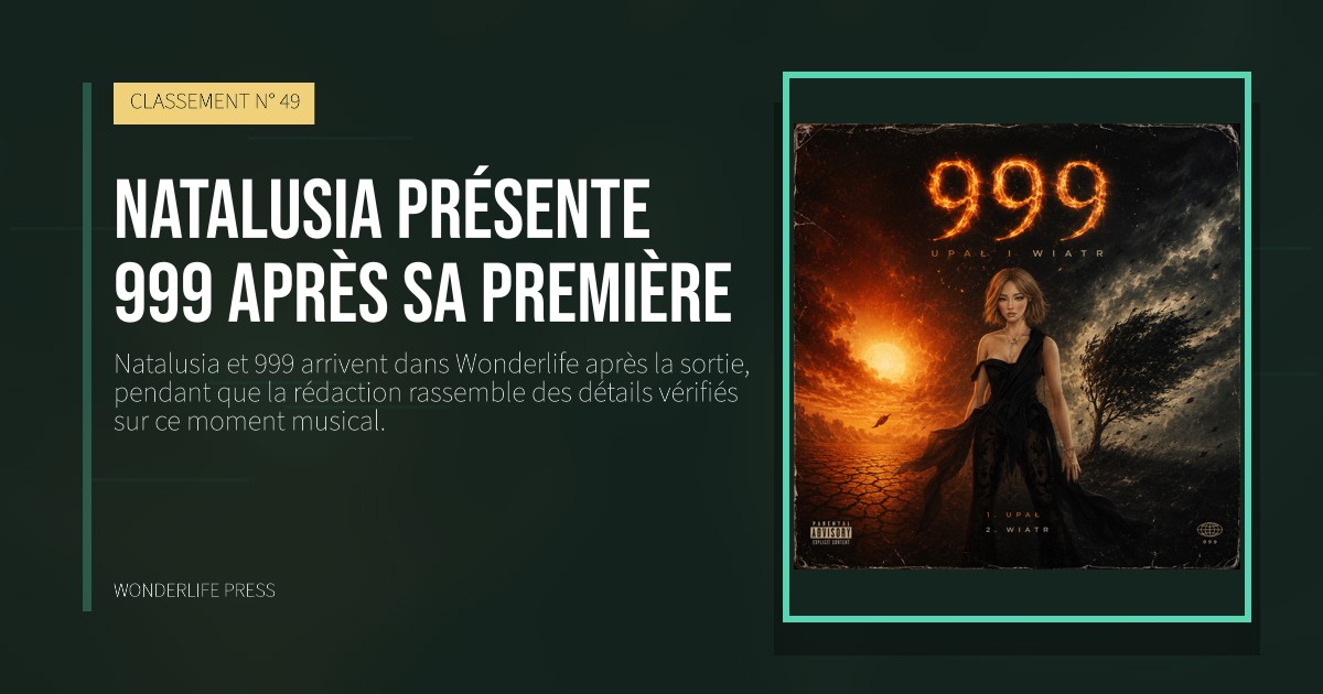 Wonderlife Press: Natalusia présente 999 après sa première. pochette de la sortie. CLASSEMENT N° 49.