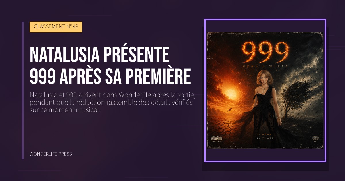 Wonderlife Press: Natalusia présente 999 après sa première. pochette de la sortie. CLASSEMENT N° 49.