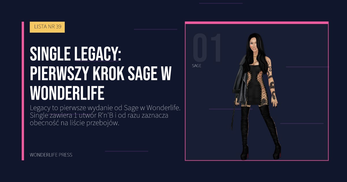 Wonderlife Press: Single Legacy: pierwszy krok Sage w Wonderlife. portret artystów. LISTA NR 39.