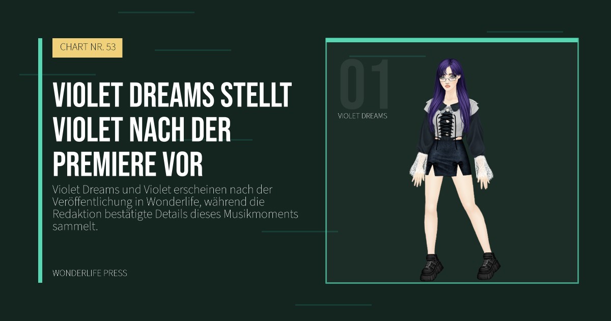Wonderlife Press: Violet Dreams stellt Violet nach der Premiere vor. Künstlerporträt. CHART NR. 53.