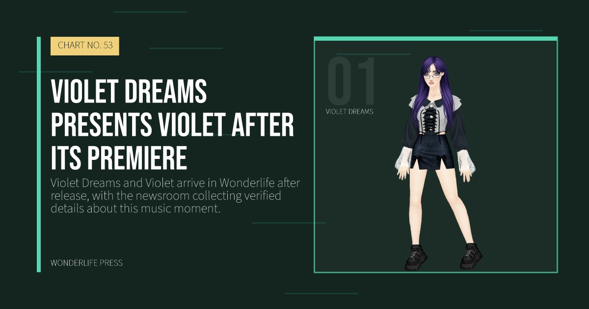 Wonderlife Press: Violet Dreams presents Violet after its premiere. artist portrait. CHART NO. 53.