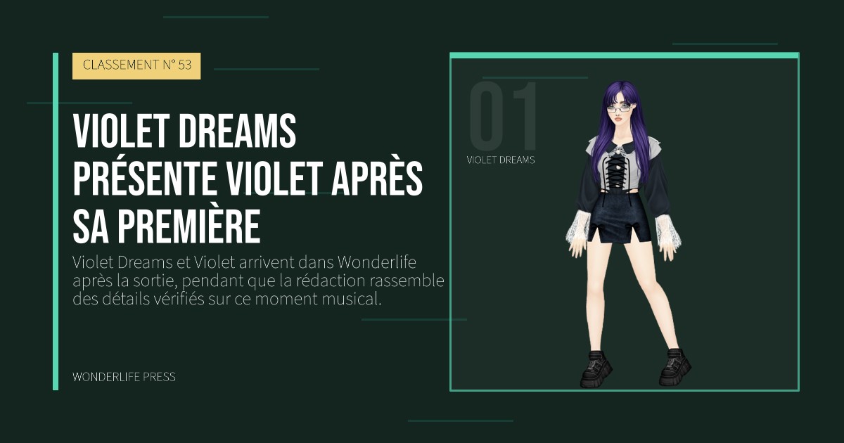 Wonderlife Press: Violet Dreams présente Violet après sa première. portrait des artistes. CLASSEMENT N° 53.