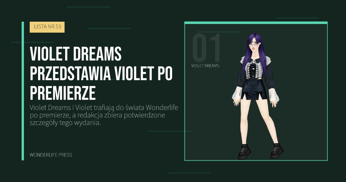 Wonderlife Press: Violet Dreams przedstawia Violet po premierze. portret artystów. LISTA NR 53.