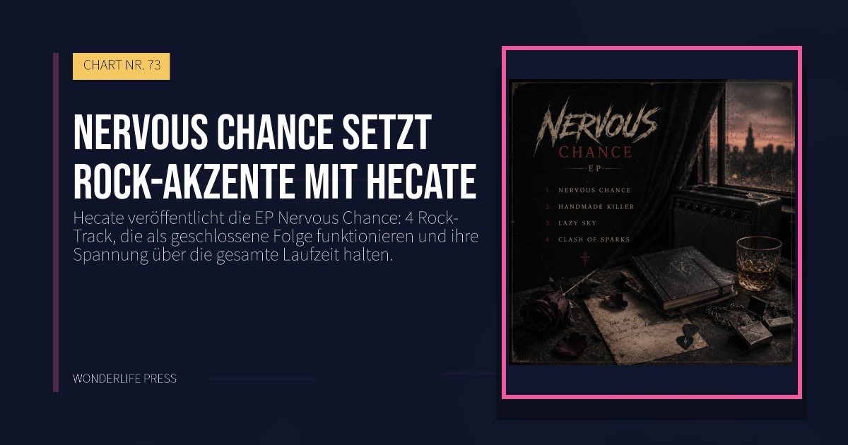 Wonderlife Press: Nervous Chance setzt Rock-akzente mit Hecate. Veröffentlichungscover. CHART NR. 73.