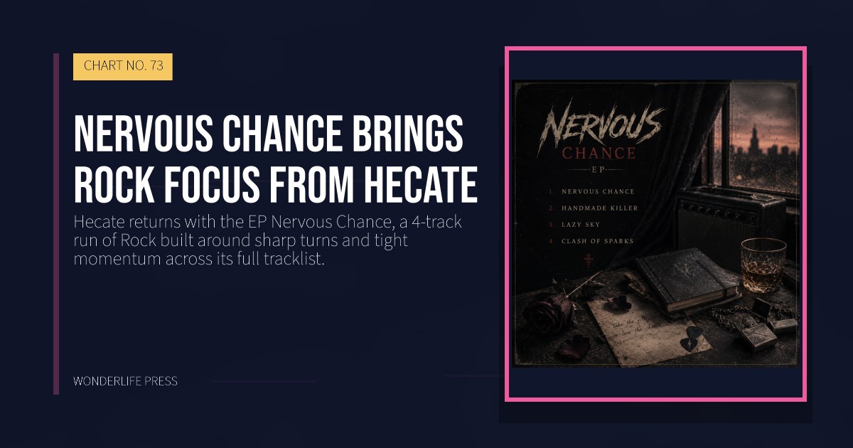 Wonderlife Press: Nervous Chance brings Rock focus from Hecate. release artwork. CHART NO. 73.