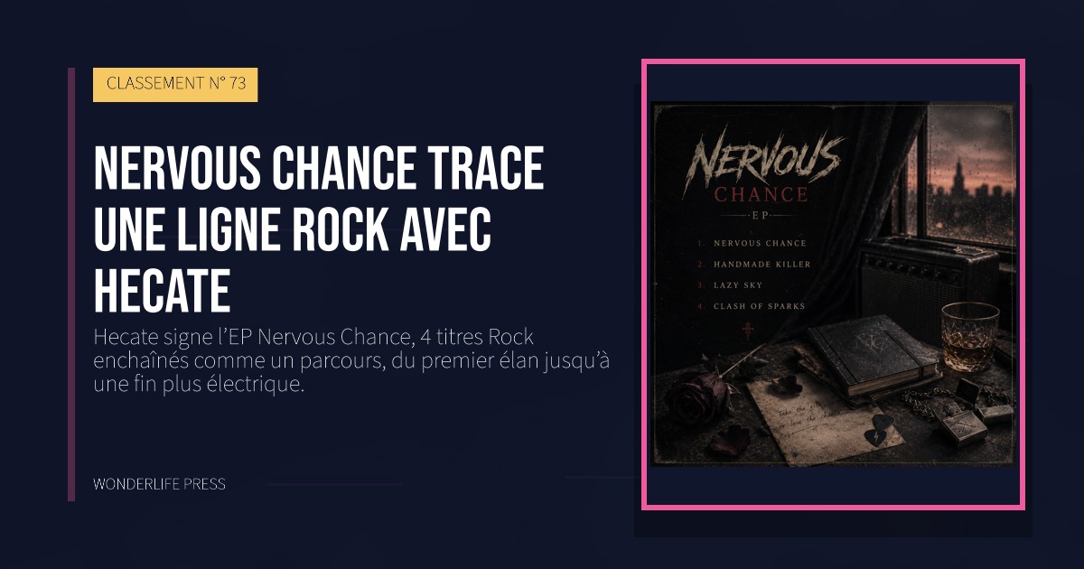 Wonderlife Press: Nervous Chance trace une ligne Rock avec Hecate. pochette de la sortie. CLASSEMENT N° 73.