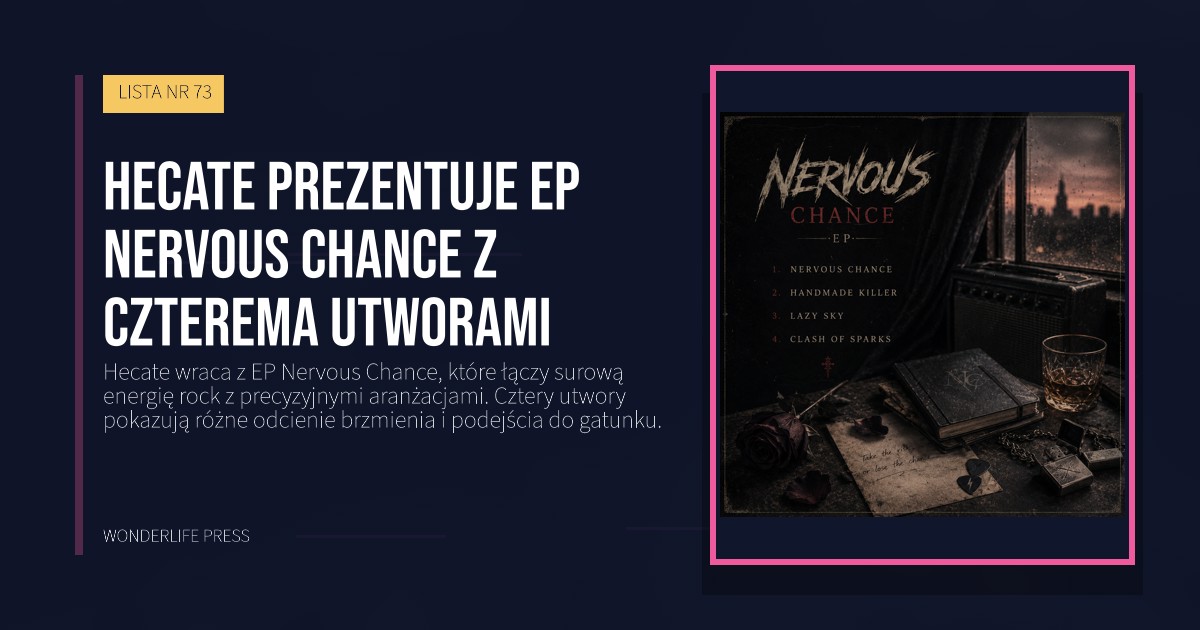 Wonderlife Press: Hecate prezentuje EP Nervous Chance z czterema utworami. okładka wydawnictwa. LISTA NR 73.