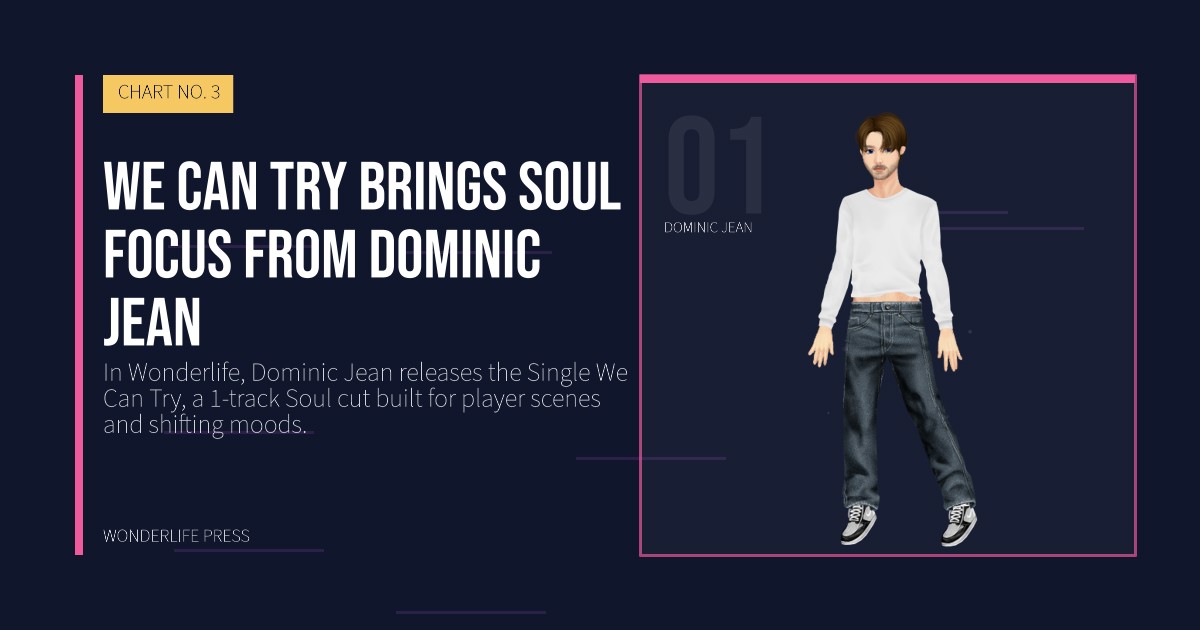 Wonderlife Press: We Can Try brings soul focus from Dominic Jean. artist portrait. CHART NO. 3.
