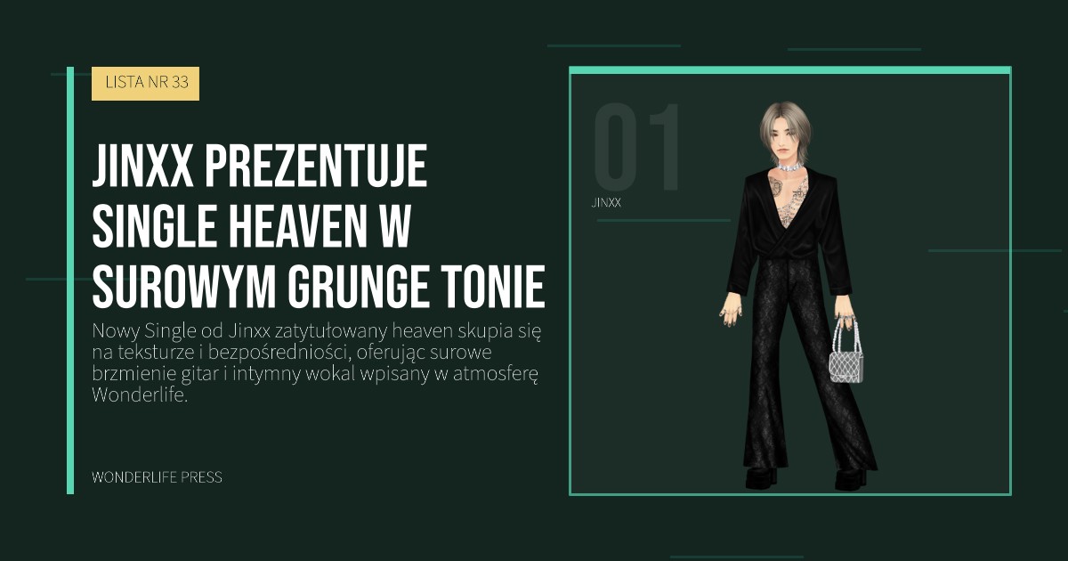 Wonderlife Press: Jinxx prezentuje Single heaven w surowym grunge tonie. portret artystów. LISTA NR 33.