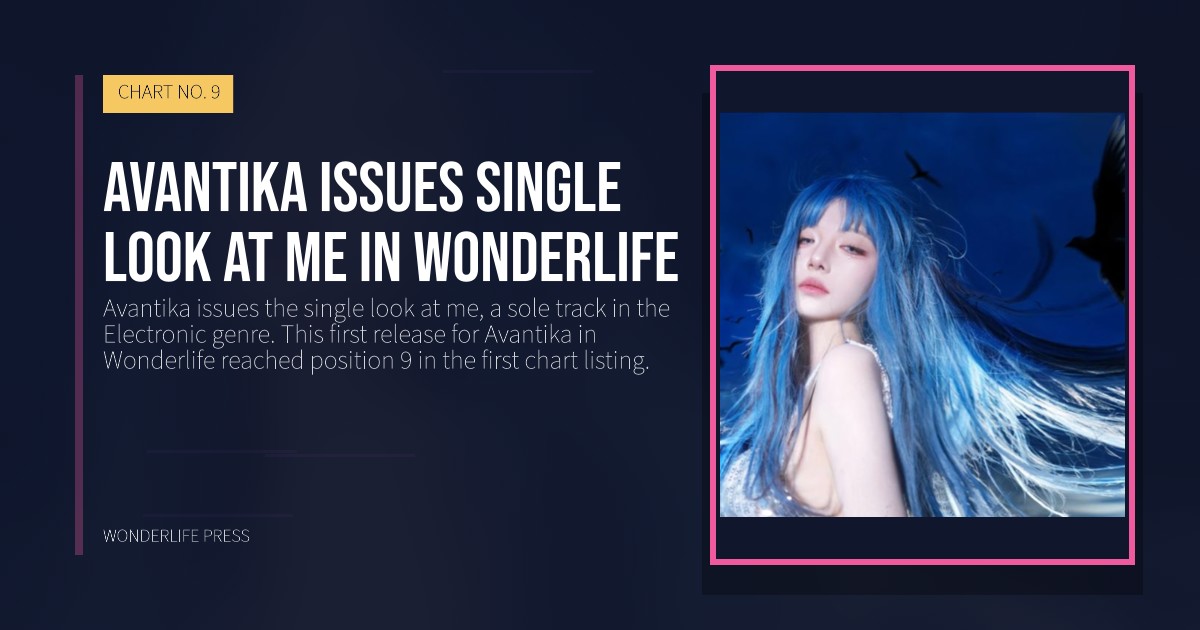 Wonderlife Press: Avantika issues single look at me in Wonderlife. release artwork. CHART NO. 9.